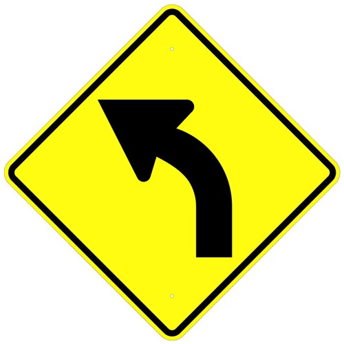 placa sinalizacao amarela curva simbolo